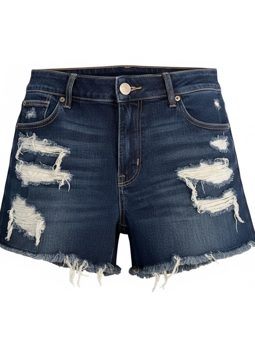 American Eagle Outfitters Dark Blue Distressed Denim Shorts